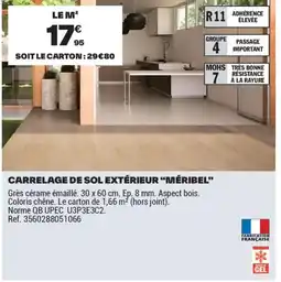 Brico Dépôt CARRELAGE DE SOL EXTÉRIEUR MÉRIBE offre