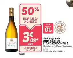 Promocash Na! - i.g.p. pays d'oc domaine de cibadies bonfils offre
