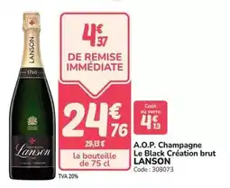 Promocash Lanson - a.o.p. champagne le black creation brut offre