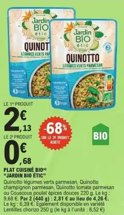 E.Leclerc Plat cuisiné bio jardin bio étic offre