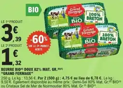 E.Leclerc Beurre bio doux 82% mat. gr. grand fermage offre