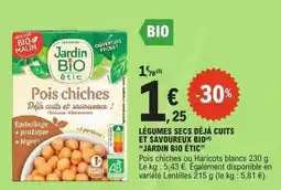 E.Leclerc Légumes secs déjà cuits et savoureux bio jardin bio étic offre