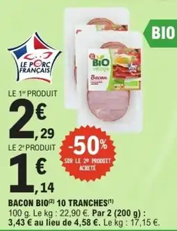 E.Leclerc Bacon bio 10 tranches offre