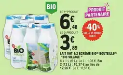 E.Leclerc Lait uht 1/2 écrémé bio bouteille bio village offre