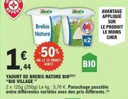 E.Leclerc Yaourt de brebis nature bio bio village offre