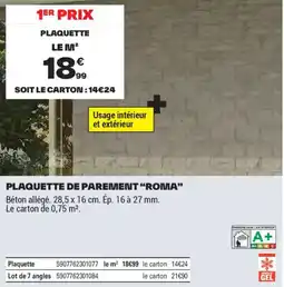 Brico Dépôt PLAQUETTE DE PAREMENT ROMA offre
