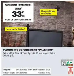 Brico Dépôt PLAQUETTE DE PAREMENT PALERMO offre