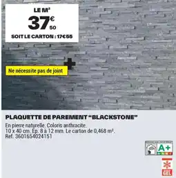 Brico Dépôt PLAQUETTE DE PAREMENT BLACKSTONE offre