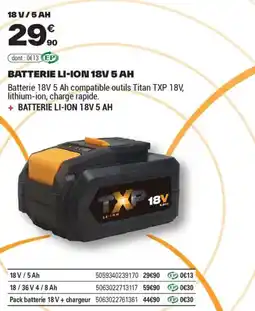 Brico Dépôt BATTERIE LI-ION 18V 5 AH offre