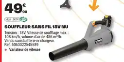 Brico Dépôt SOUFFLEUR SANS FIL 18V NU offre