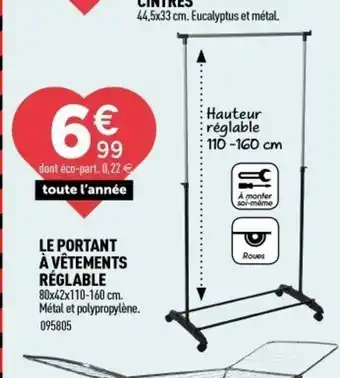Centrakor Le portant à vêtements réglable offre