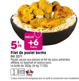 Croque Gel Filet de poulet korma offre