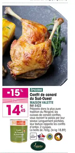 Croque Gel MAISON VALETTE Confit de canard du Sud-Ouest offre