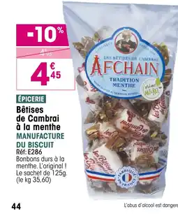 Croque Gel MANUFACTURE DU BISCUIT Bêtises de Cambrai à la menthe offre