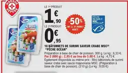 E.Leclerc PÊCHE OCÉAN 18 bâtonnets de surimi saveur crabe msc offre