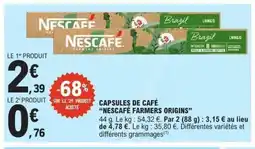 E.Leclerc NESCAFÉ FARMERS ORIGINS Capsules de café offre
