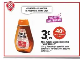 E.Leclerc NID D'ABEILLE Miel fleurs liquide squeezer offre