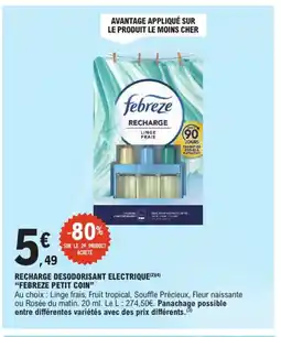 E.Leclerc FEBREZE PETIT COIN Recharge desodorisant electrique offre
