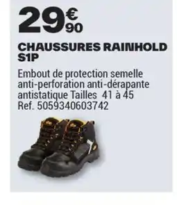 Brico Dépôt Chaussures rainhold s1p offre