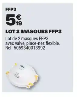 Brico Dépôt Lot 2 masques ffp3 offre