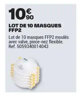 Brico Dépôt Lot de 10 masques ffp2 offre