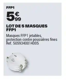 Brico Dépôt Lot de 5 masques ffp1 offre
