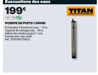 TITAN Pompe de puits 1000w