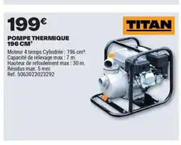 Brico Dépôt TITAN Pompe thermique 196 cm³ offre