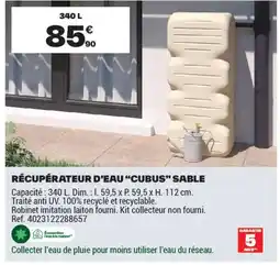 Brico Dépôt Récupérateur d'eau cubus sable offre
