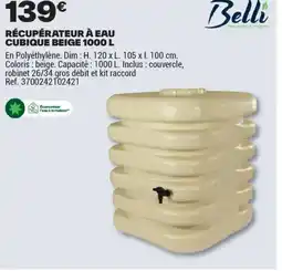 Brico Dépôt Récupérateur à eau cubique beige offre