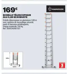 Brico Dépôt MAGNUSSON Echelle télescopique alu 3,80 m robuste offre
