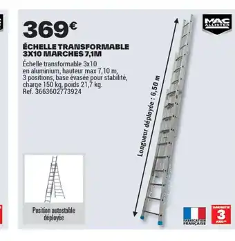 Brico Dépôt MAC ALLISTER Échelle transformable 3x10 marches 7,1m offre