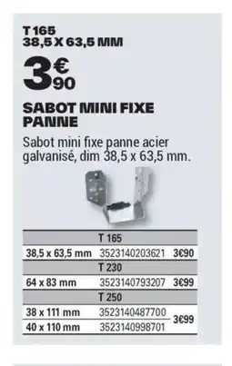 Brico Dépôt Sabot mini fixe panne offre