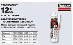 Brico Dépôt RUBSON Mastic polymere transparent offre