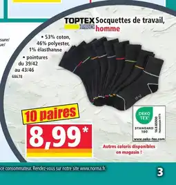 Norma TOPTEX Socquettes de travail homme offre