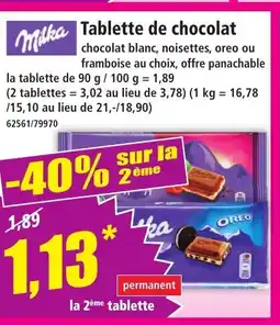 Norma MILKA Tablette de chocolat offre