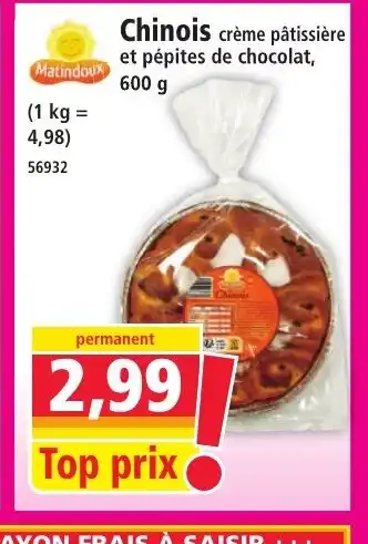 Norma MATINDOUX Chinois crème pâtissière et pépites de chocolat offre