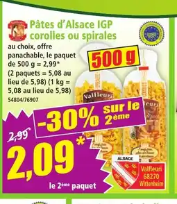 Norma Pâtes d'Alsace IGP corolles ou spirales offre