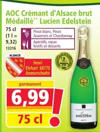 Norma AOC Crémant d'Alsace brut Médaillé Lucien Edelstein offre