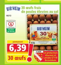 Norma BIB'HEIM 30 œufs frais de poules élevées au sol offre