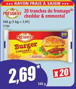 Norma PRÉSIDENT 20 tranches de fromagecheddar & emmental offre