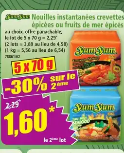 Norma YUM YUM Nouilles instantanées crevettes épicées ou fruits de mer épicés offre