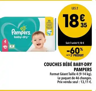 Supeco Couches Bébé Baby-Dry Pampers offre