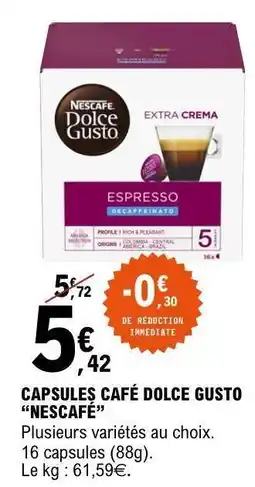 E.Leclerc CAPSULES CAFÉ DOLCE GUSTO “NESCAFÉ” offre