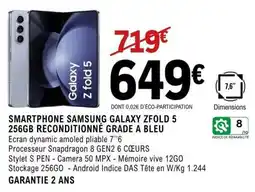 E.Leclerc SMARTPHONE SAMSUNG GALAXY ZFOLD 5 256GB RECONDITIONNÉ GRADE A BLEU offre