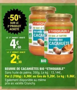 E.Leclerc BEURRE DE CACAHUÈTES BIO ETHIQUABLE offre