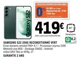 E.Leclerc SAMSUNG S22 256G RECONDITIONNÉ VERT offre