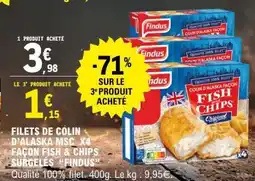 E.Leclerc FILETS DE COLIN D'ALASKA MSC X4 FAÇON FISH & CHIPS SURGELÉS 'FINDUS' offre