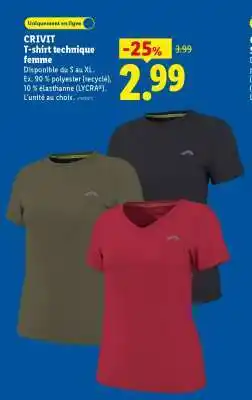 Lidl CRIVIT T-shirt technique femme offre