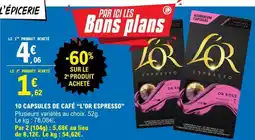 E.Leclerc 10 CAPSULES DE CAFÉ L'OR ESPRESSO offre